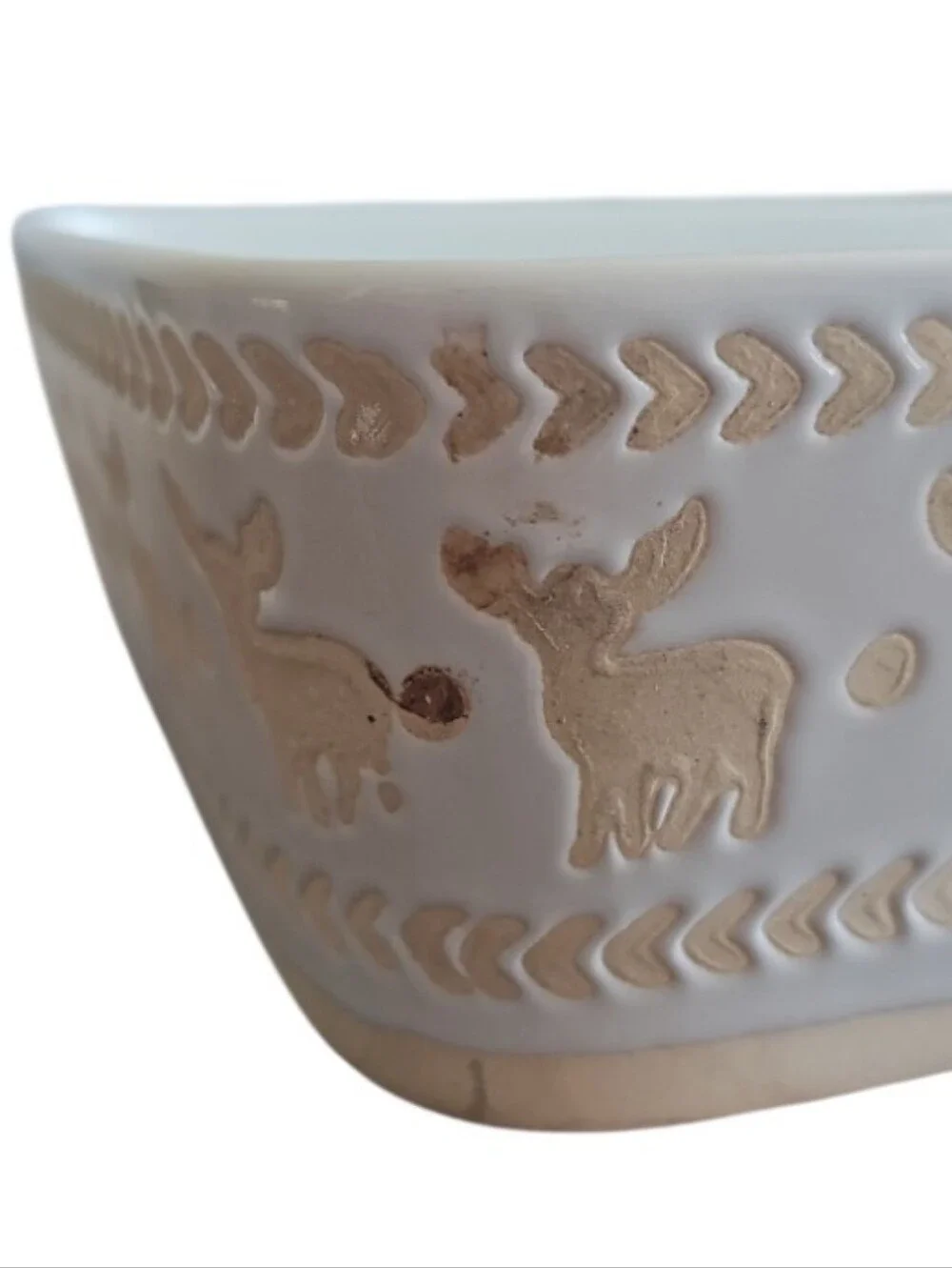 The Bakehouse Co Moose Ceramic Baking Dish White Stoneware Rustic Woodland Pan